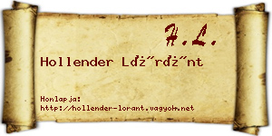Hollender Lóránt névjegykártya