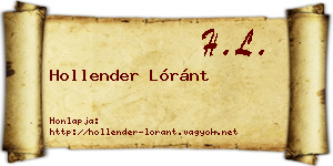Hollender Lóránt névjegykártya
